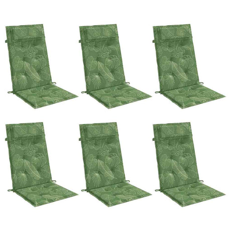 Vidaxl stoelkussens 6 st hoge rug bladpatroon oxford stof