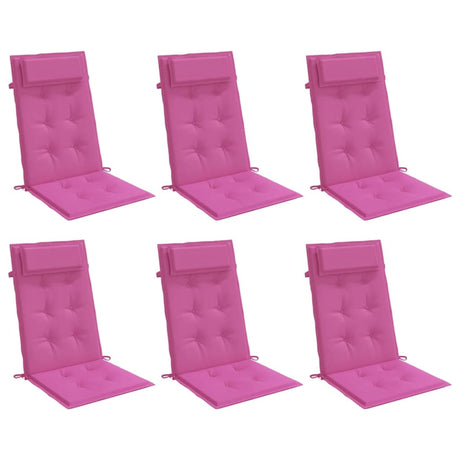 Vidaxl stoelkussens 6 st hoge rug oxford stof roze