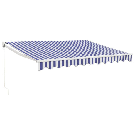 Vidaxl luifel uittrekbaar 3,5x2,5 m stof en aluminium blauw en wit