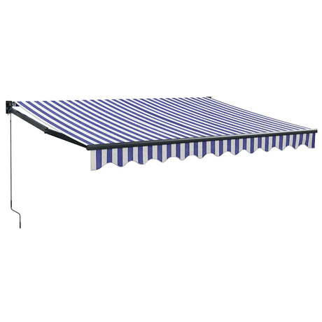 Vidaxl luifel uittrekbaar 3x2,5 m stof en aluminium blauw en wit