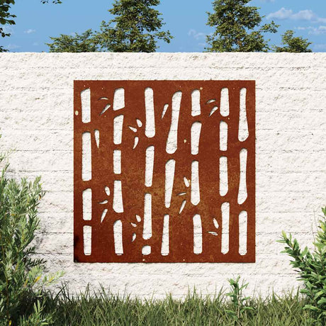 Vidaxxl Wall Decoration Garden Bambus Design 55x55 cm Corten Steel