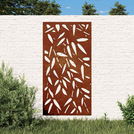 Vidaxxl vægdekoration havebambus blad design 105x55 cm corten stål