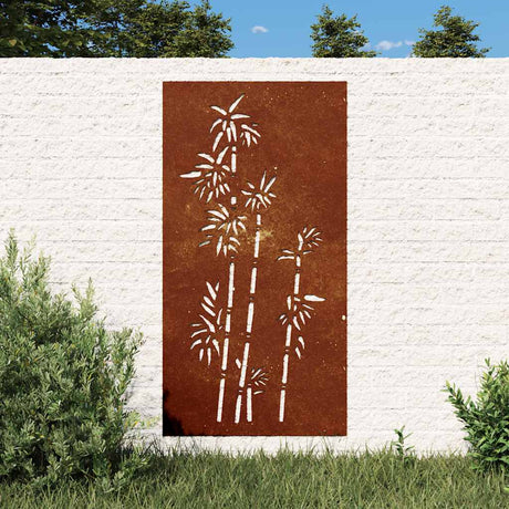 Vidaxxl vægdekoration havebambus design 105x55 cm corten stål