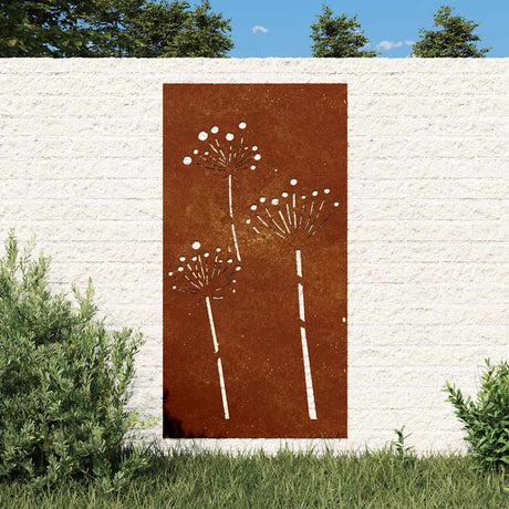 VidaXL vægdekoration haveblomst design 105x55 cm corten stål