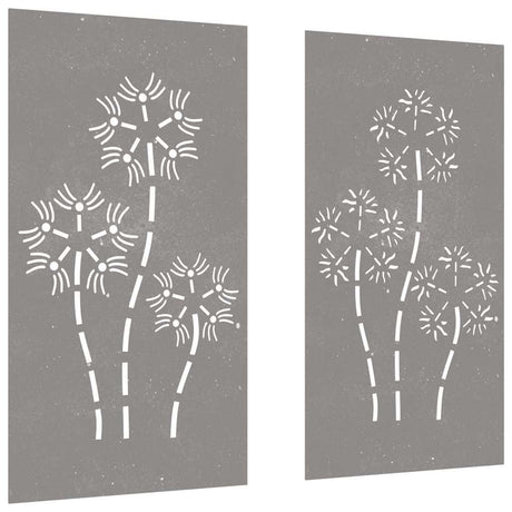 Vidaxxl vægdekoration have 2 stk blomsterdesign 105x55 cm corten stål