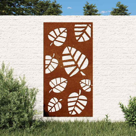 Vidaxxl Wall Decoration Garden Leaf Design 105x55 cm Corten Steel