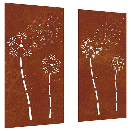 Vidaxxl vægdekoration have 2 stk blomsterdesign 105x55 cm corten stål
