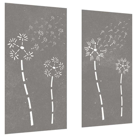 Vidaxxl vægdekoration have 2 stk blomsterdesign 105x55 cm corten stål