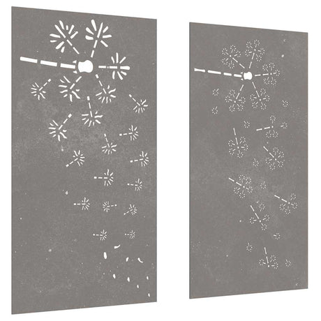Vidaxxl vægdekoration have 2 stk blomsterdesign 105x55 cm corten stål