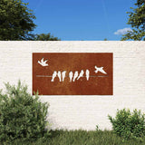 Vidaxl wanddecoratie tuin vogelontwerp 105x55 cm cortenstaal