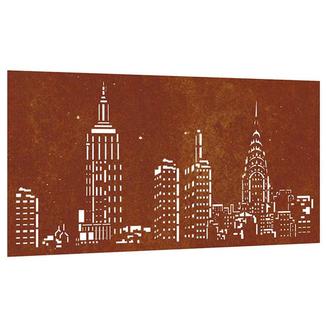 Vidaxxl Wall Decoration Garden Skyline Design 105x55 cm Corten Steel