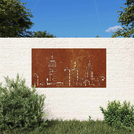 Vidaxxl Wall Decoration Garden Skyline Design 105x55 cm Corten Steel