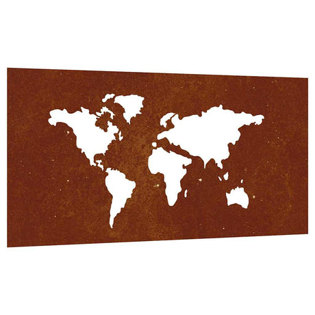 Vidaxxl Wall Decoration Garden World Map Design 105x55 cm Corten Steel