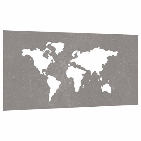 Vidaxxl Wall Decoration Garden World Map Design 105x55 cm Corten Steel