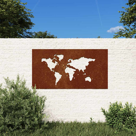Vidaxxl Wall Decoration Garden World Map Design 105x55 cm Corten Steel