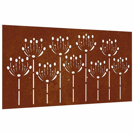 Vidaxl Wall Decoration Garden Flower Design 105x55 cm Corten Steel