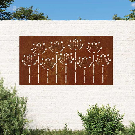 Vidaxl Wall Decoration Garden Flower Design 105x55 cm Corten Steel