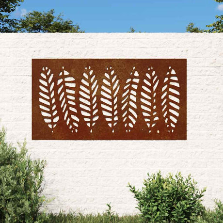 Vidaxxl Wall Decoration Garden Leaf Design 105x55 cm Corten Steel