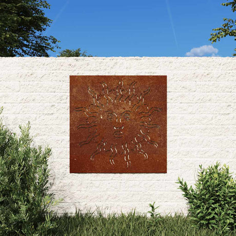 Vidaxl Wall Decoration Garden Sun Design 55x55 cm Corten Steel