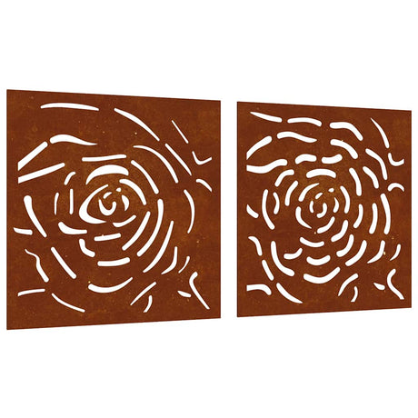 Vidaxxl Wall Decoration Garden 2 Pcs Rose Design 55x55 cm Corten Steel