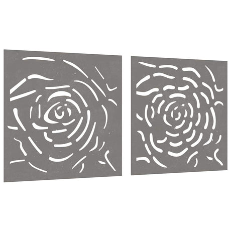 Vidaxxl Wall Decoration Garden 2 Pcs Rose Design 55x55 cm Corten Steel