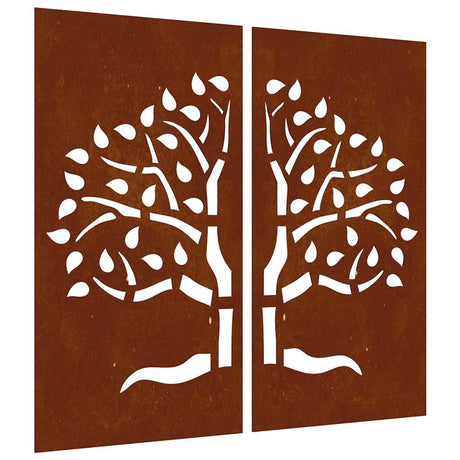 VidaXL vægdekoration have 2 stk trædesign 105x55 cm corten stål