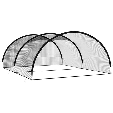 Vidaxl slagkooi honkbal 600x400x250 cm polyester zwart