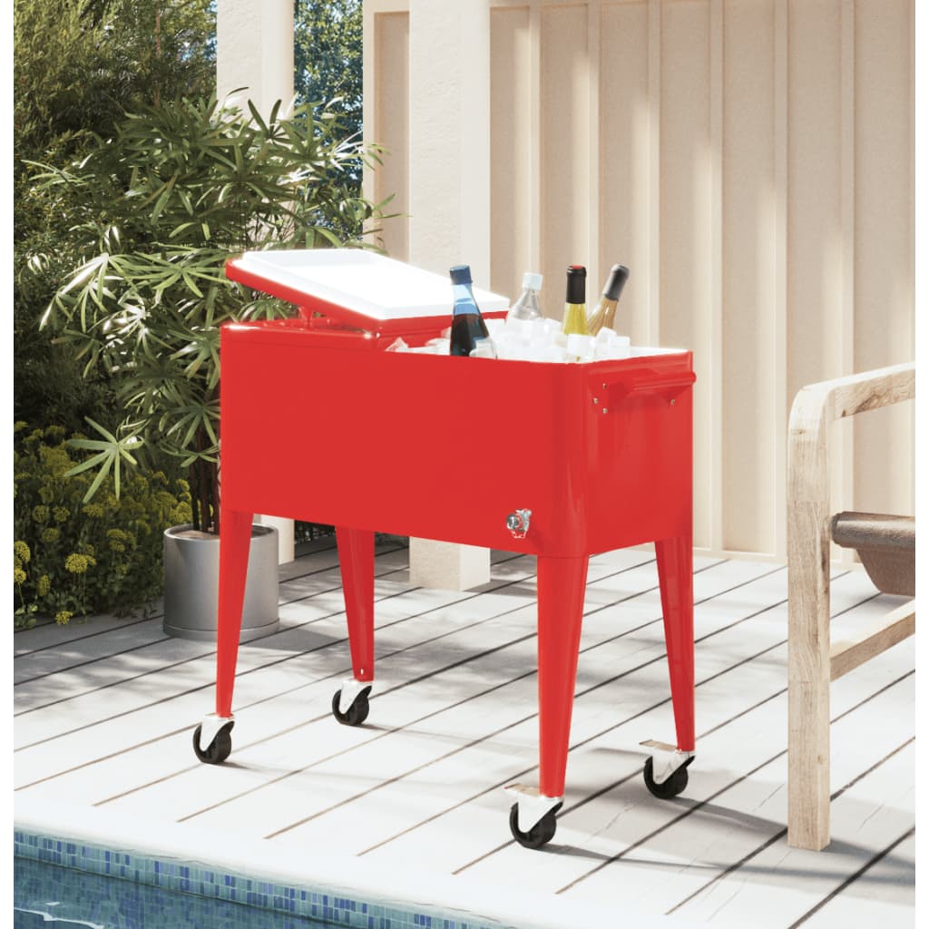 Vidaxx Cool Box on Wheels 92x43x89 cm rød