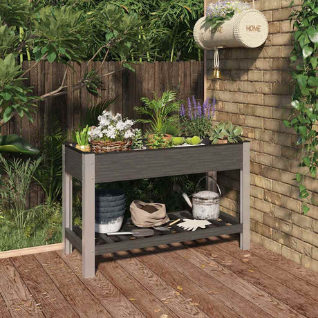 Vidaxx planter hævet med hylde 120x50x75 cm HKC grå