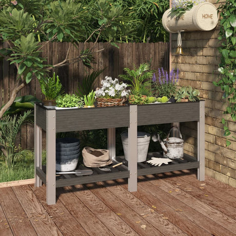 Vidaxx planter hævet med hylde 150x50x75 cm HKC grå