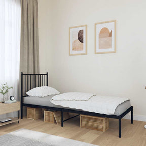 Vidaxl bedframe met hoofdbord metaal zwart 80x200 cm