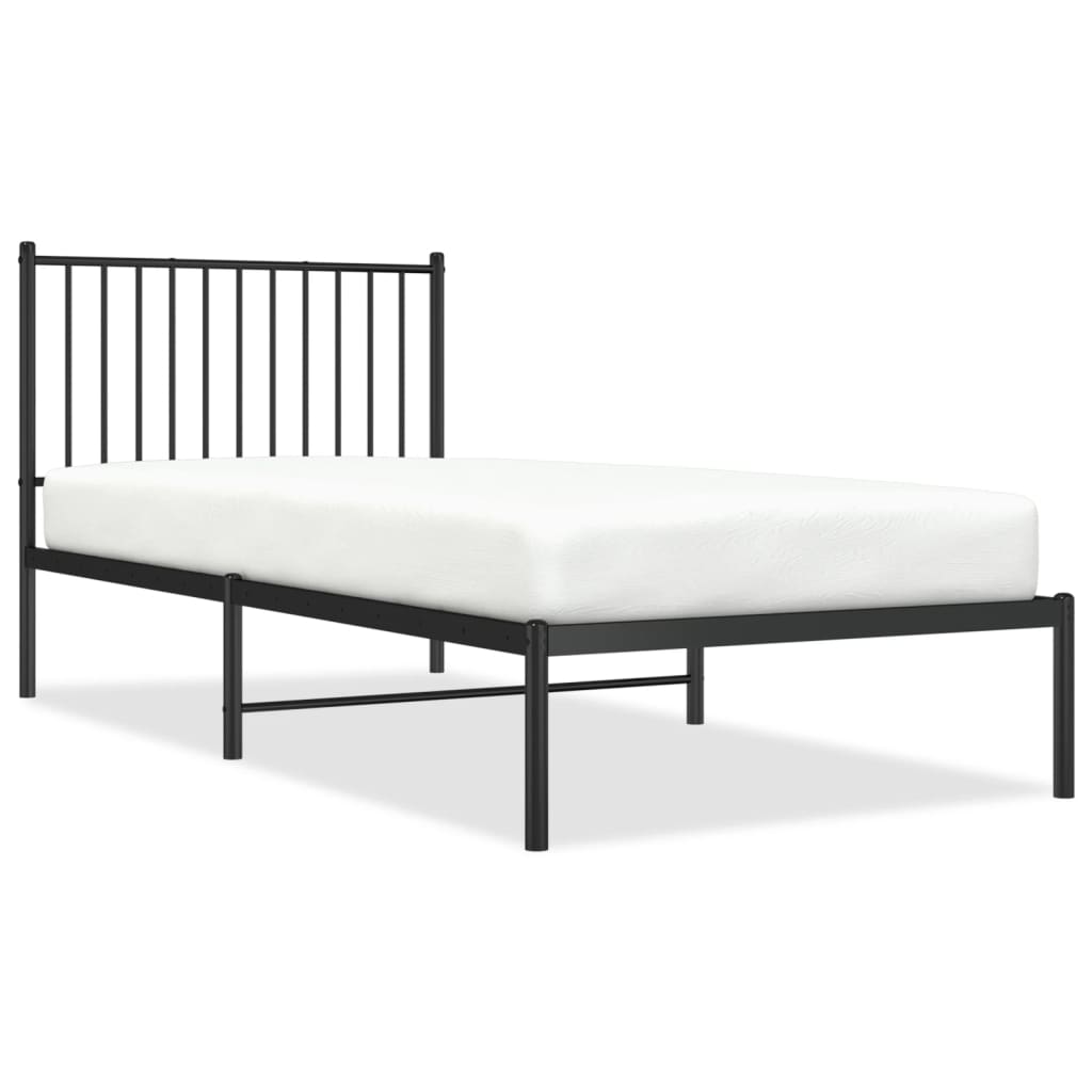 Vidaxl bedframe met hoofdbord metaal zwart 90x200 cm