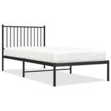 Vidaxl bedframe met hoofdbord metaal zwart 90x200 cm