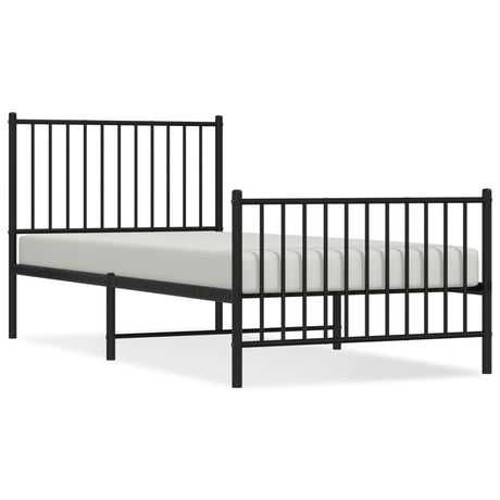 Vidaxl bedframe met hoofd- en voeteneinde metaal zwart 90x200 cm