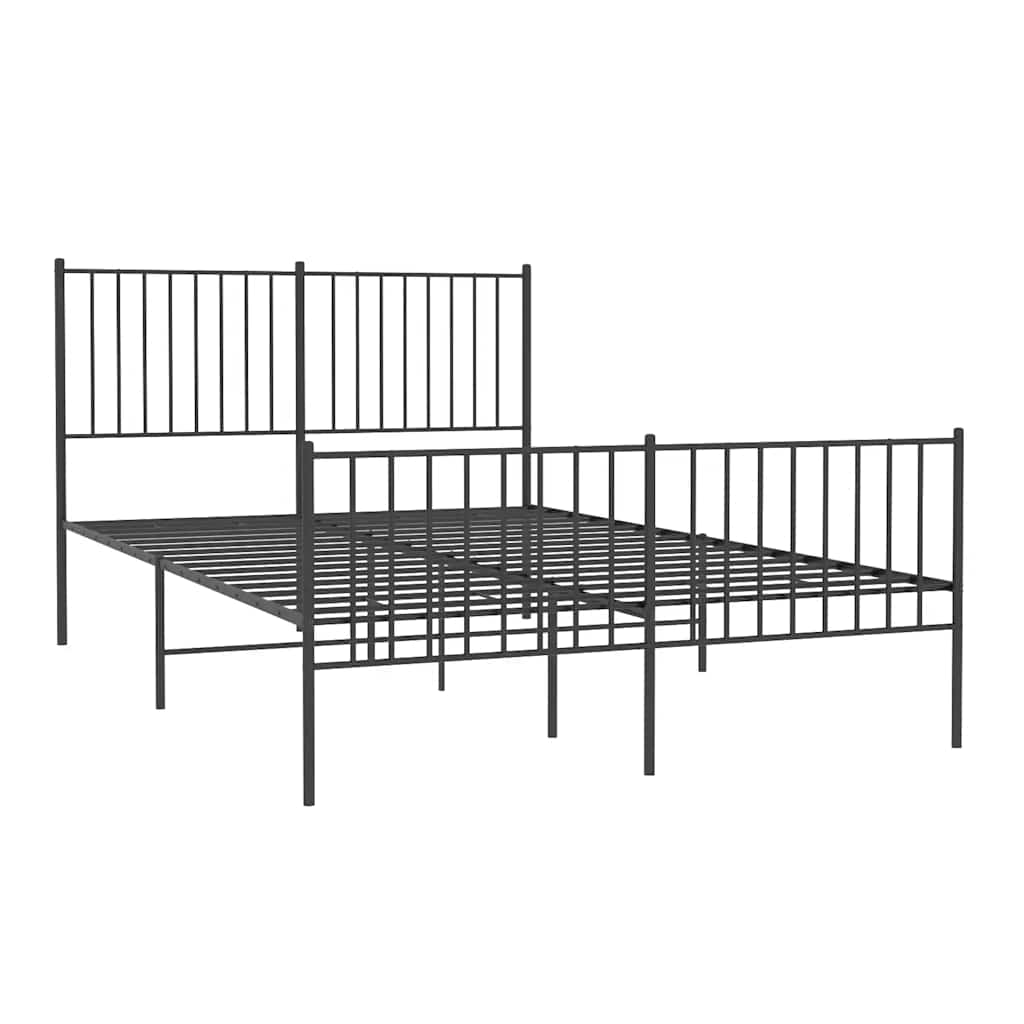 Vidaxl bedframe met hoofd- en voeteneinde metaal zwart 135x190 cm
