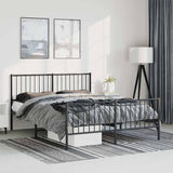 Vidaxl bedframe met hoofd- en voeteneinde metaal zwart 135x190 cm