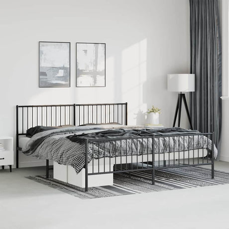Vidaxl bedframe met hoofd- en voeteneinde metaal zwart 183x213 cm