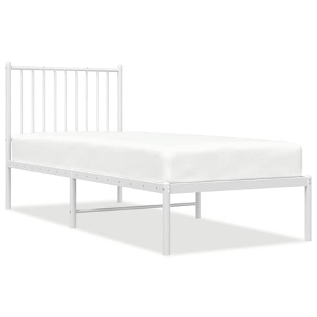Vidaxl bedframe met hoofdbord zonder matras metaal wit 75x190 cm