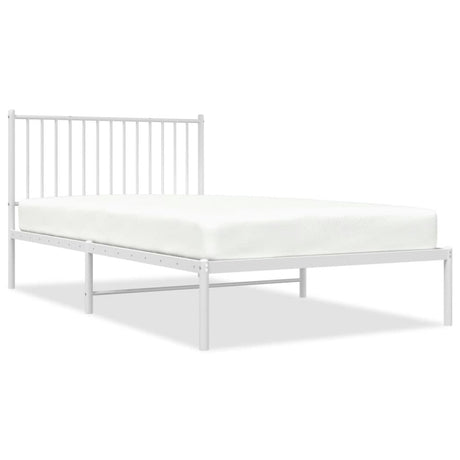 Vidaxl bedframe met hoofdbord metaal wit 107x203 cm