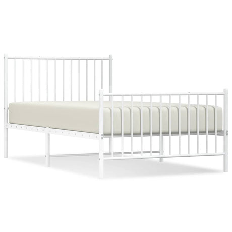 Vidaxl bedframe met hoofd- en voeteneinde metaal wit 100x190 cm