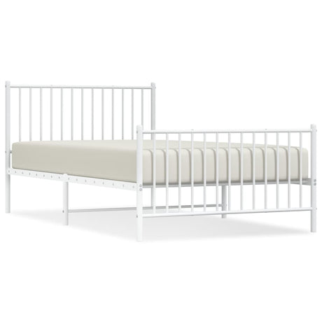 Vidaxl bedframe met hoofd- en voeteneinde metaal wit 107x203 cm