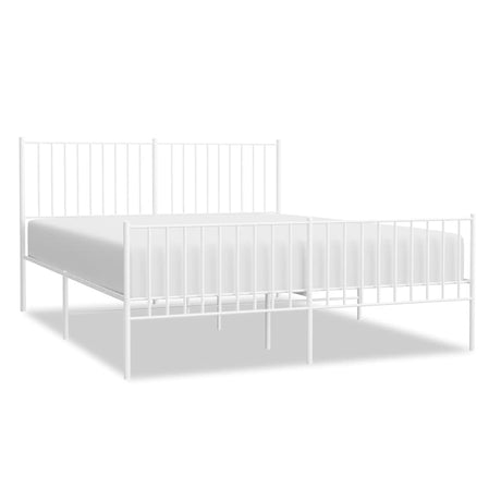 Vidaxl bedframe met hoofd- en voeteneinde metaal wit 150x200 cm