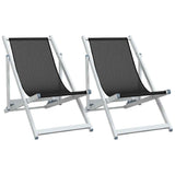 Vidaxl opklapbare stoelen, 2 stuks, zwart aluminium en textilene.