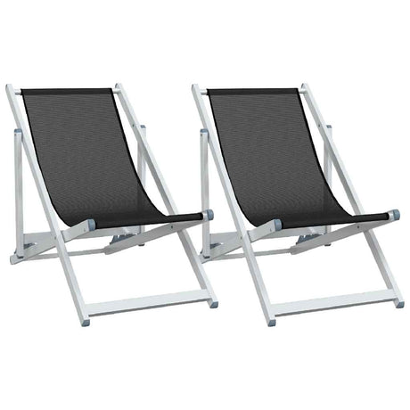 Vidaxl opklapbare stoelen, 2 stuks, zwart aluminium en textilene.