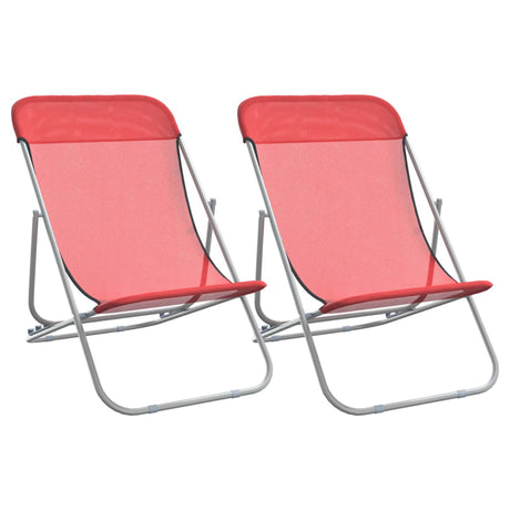 Vidaxl strandstoelen 2 st textileen en gepoedercoat staal rood