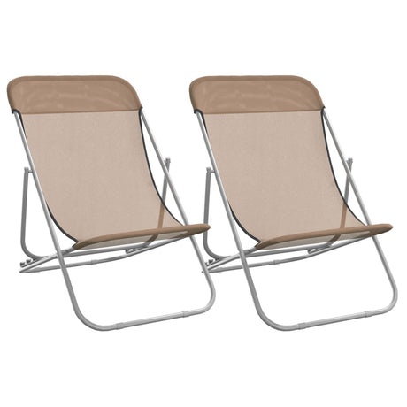 Vidaxl strandstoelen 2 st textileen en gepoedercoat staal taupe
