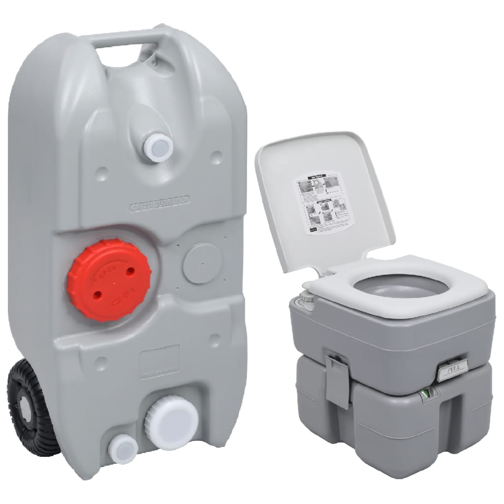 Vidaxl camping toilet og vandtank sæt bærbart