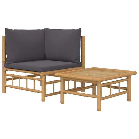 Vidaxl 2-delige loungeset met kussens bamboe donkergrijs