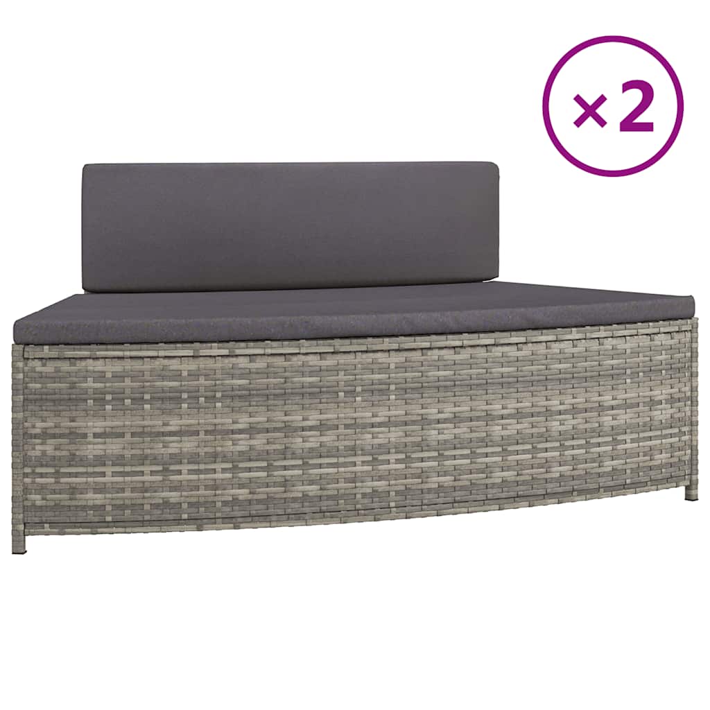 Vidaxl Spa -bænke med puder 2 stk Poly Rattan Gray