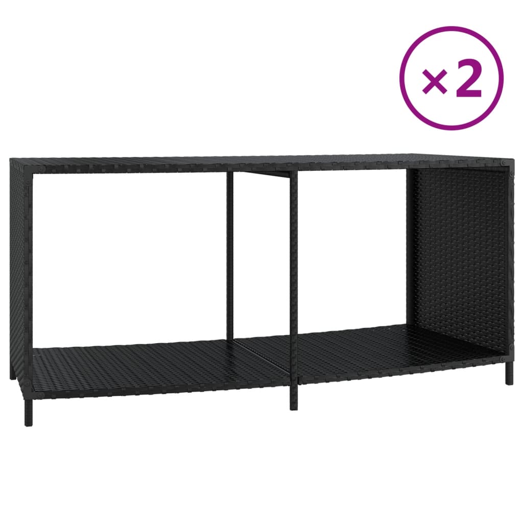 Vidaxl opbevaringshylder 2 stk Poly Rattan Black